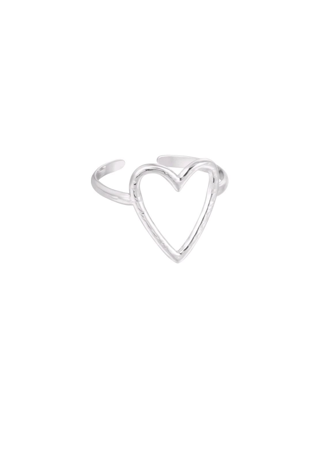 Ring big heart silver