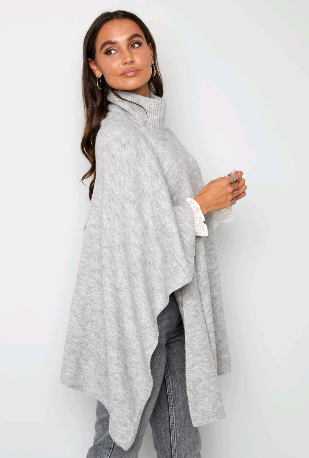 Basic poncho grijs