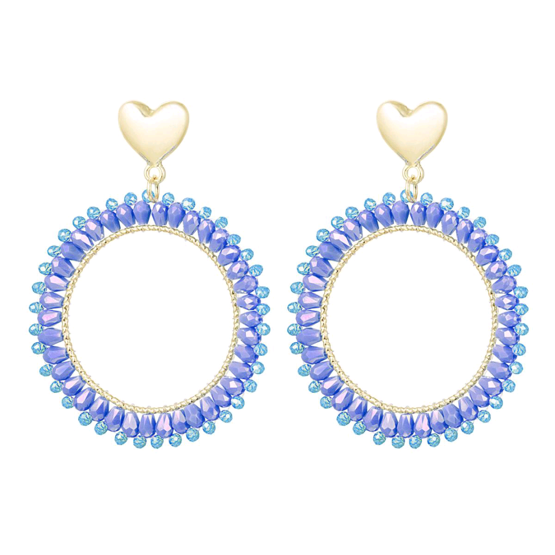 Kristalkralen oorbellen met hartje