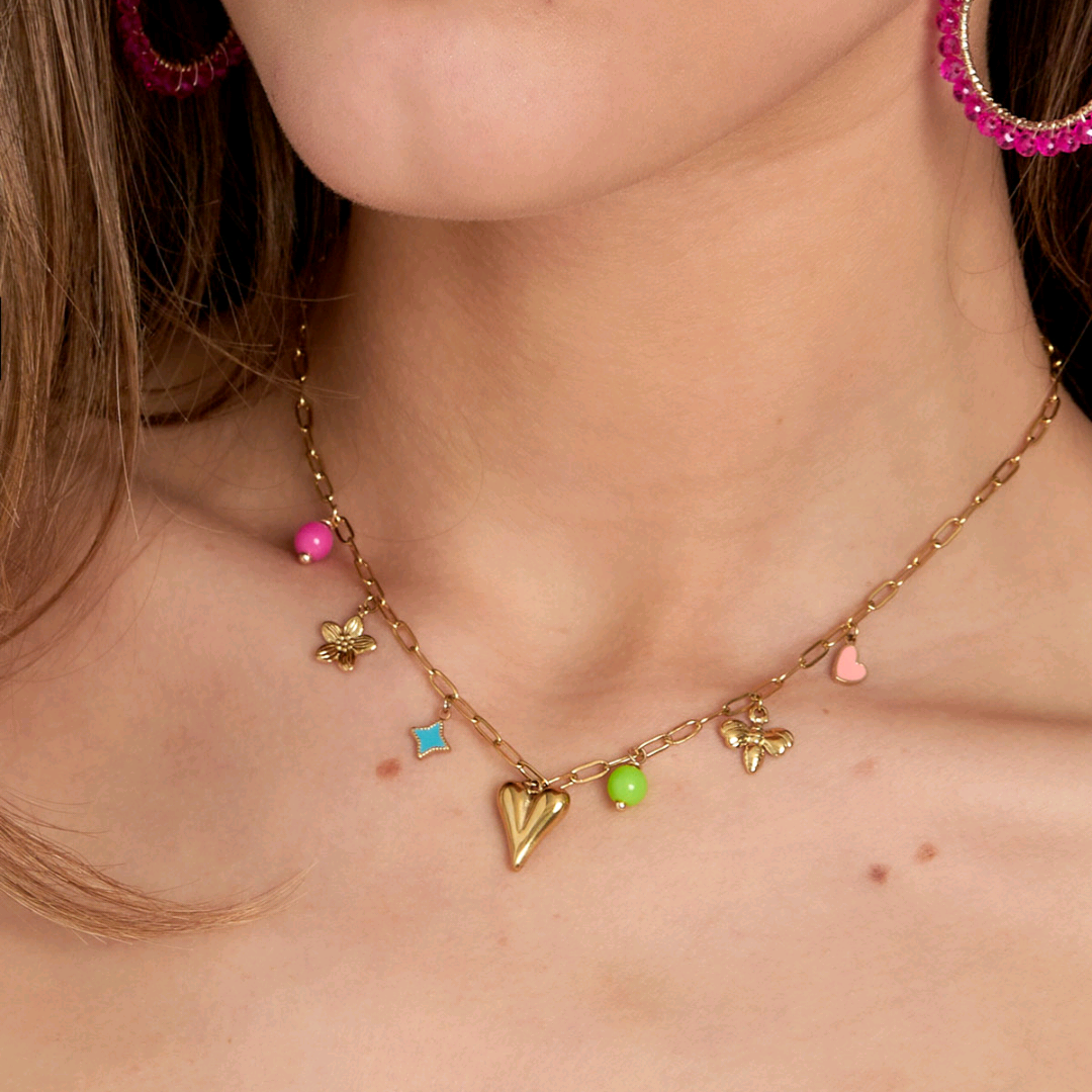 Bedel ketting met kleurrijke bedels
