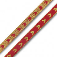 Goud/rode hartjes Lint