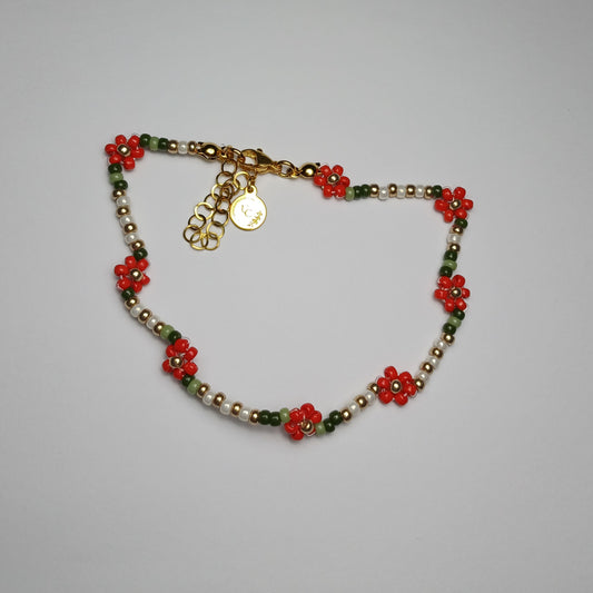 Red flower armband