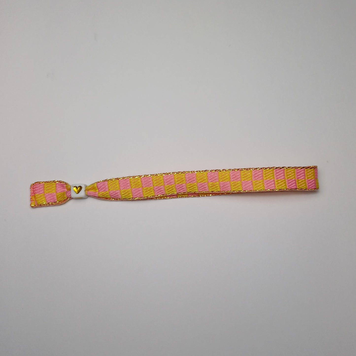 Pink/yellow checkered ribbon ribbon