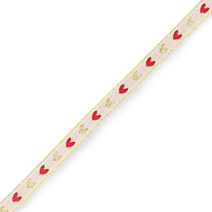 Gold/red heart ribbon strap