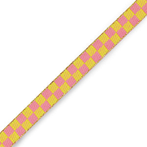 Pink/yellow checkered ribbon ribbon