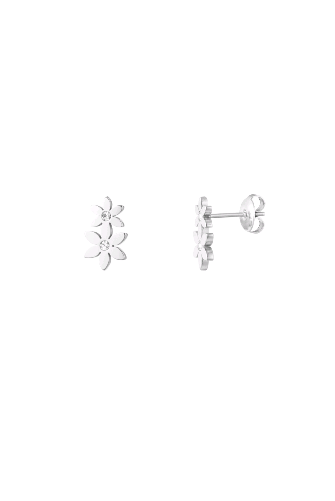 Double flower stud earrings