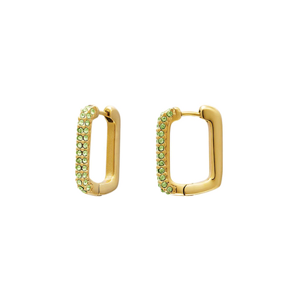 Square zirconia stones earrings green