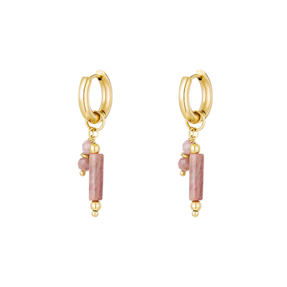 Earrings with stone charms rose