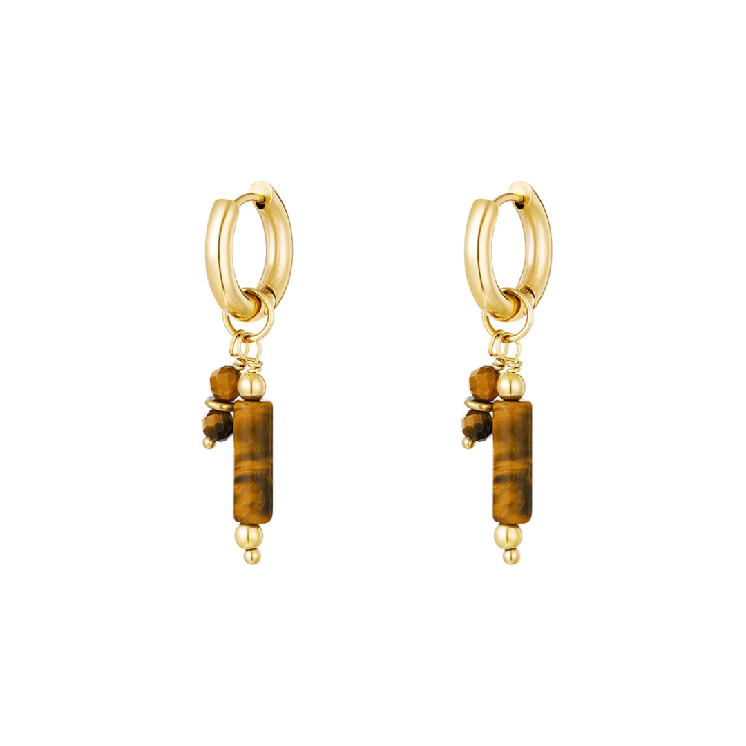 Earrings with stone charms brown