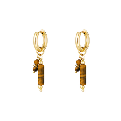 Earrings with stone charms brown