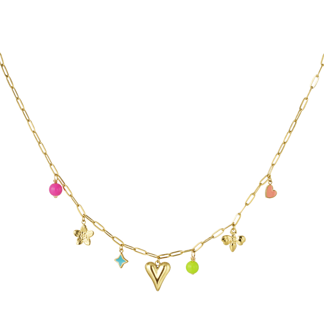 Charm necklace with colorful charms