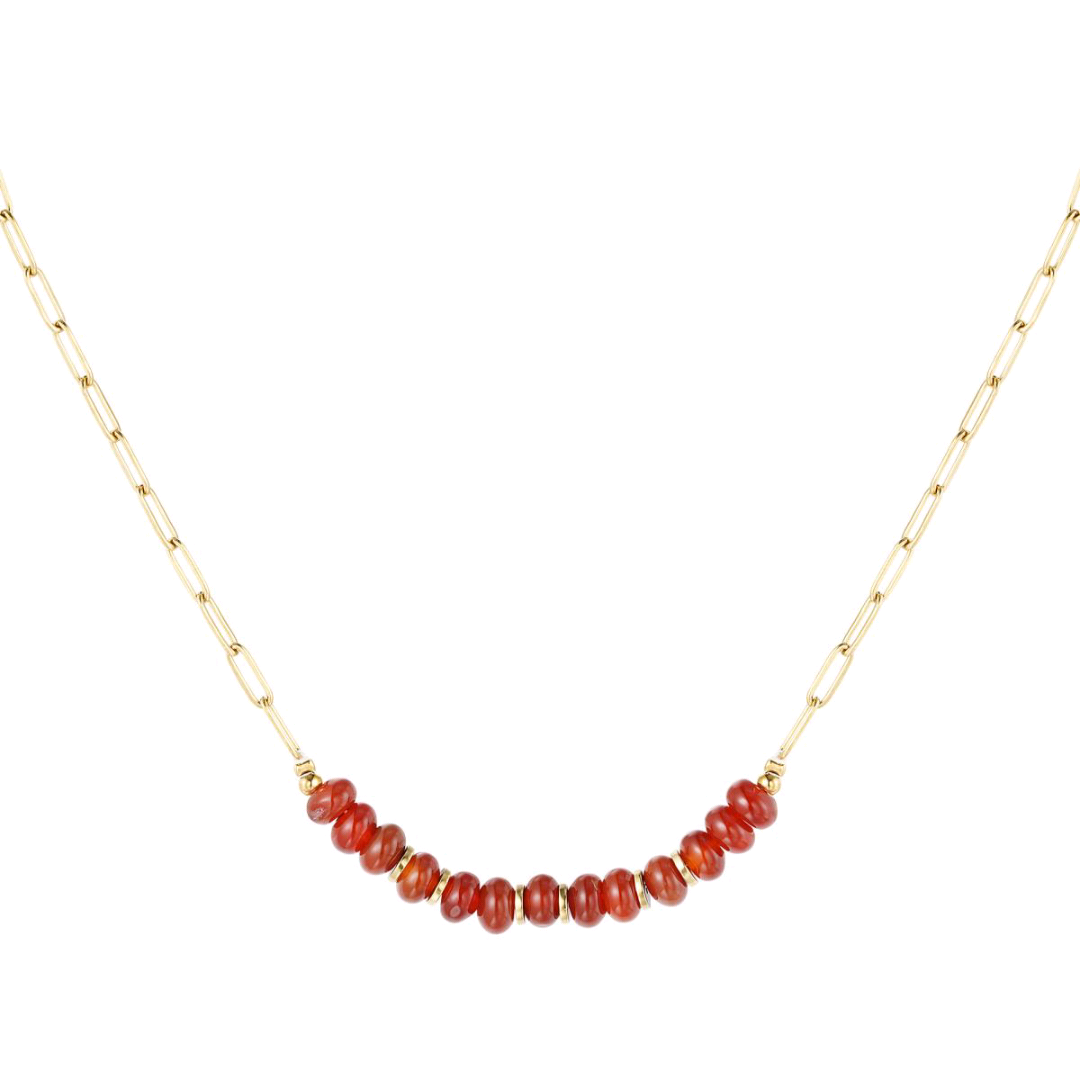 Stone link necklace cognac