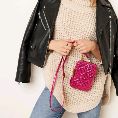 Metallic phone bag coral