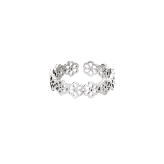 Flower field ring zilver