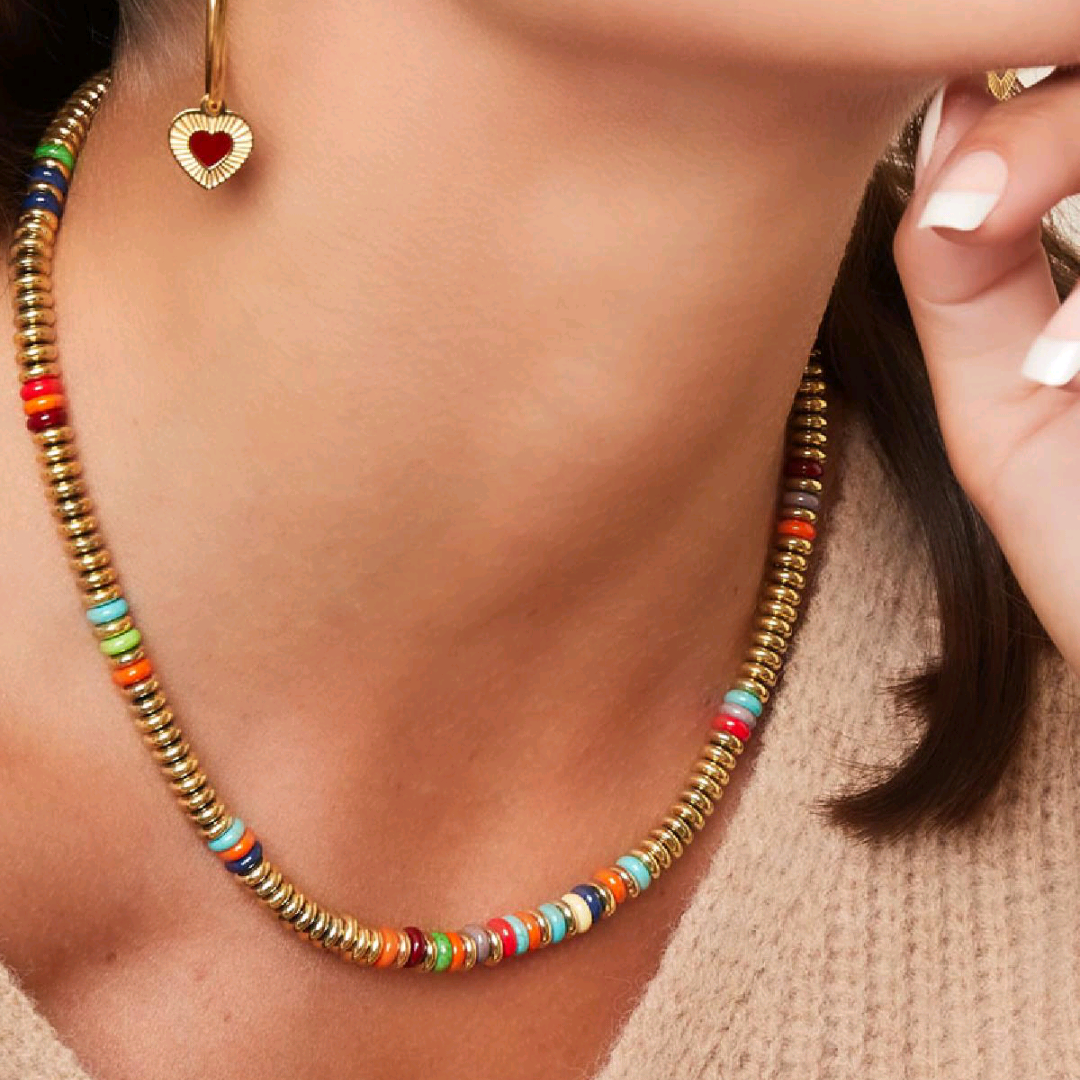 Flat beaded multi necklace