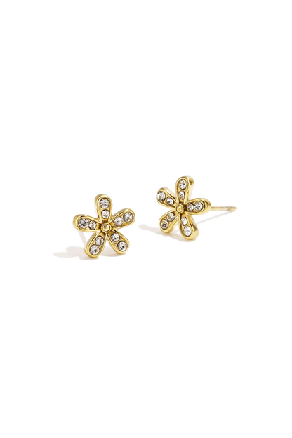 Sparkle flower earrings goud