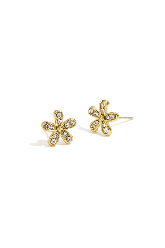 Sparkle flower earrings goud