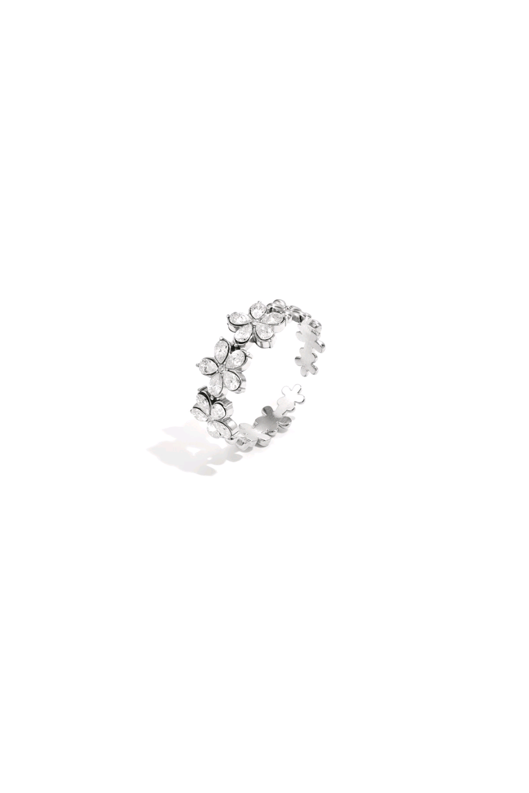 Sparkle flower ring zilver