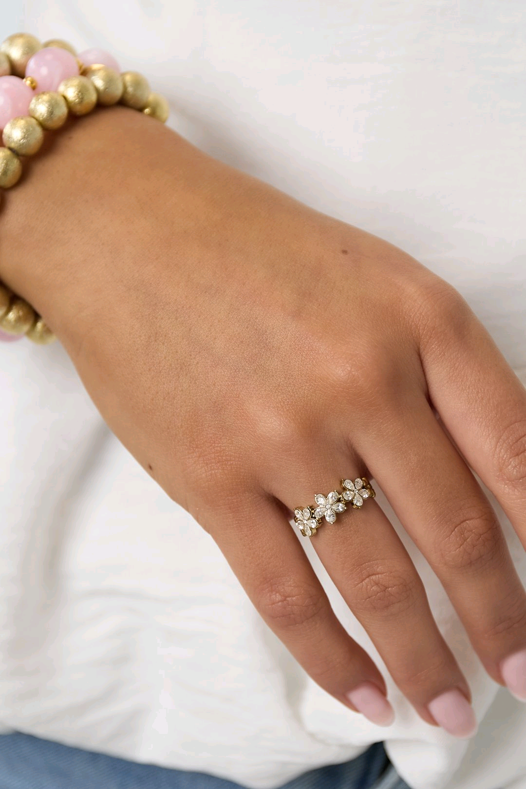 Sparkle flower ring zilver