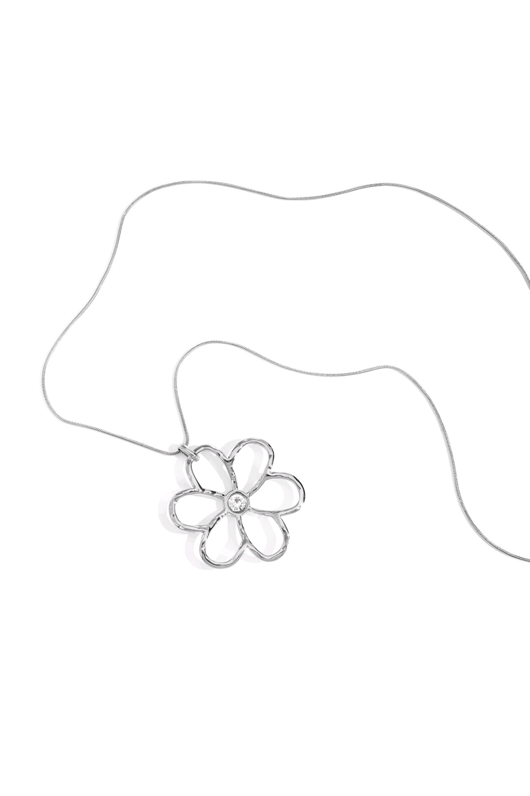 Long flower chain zilver