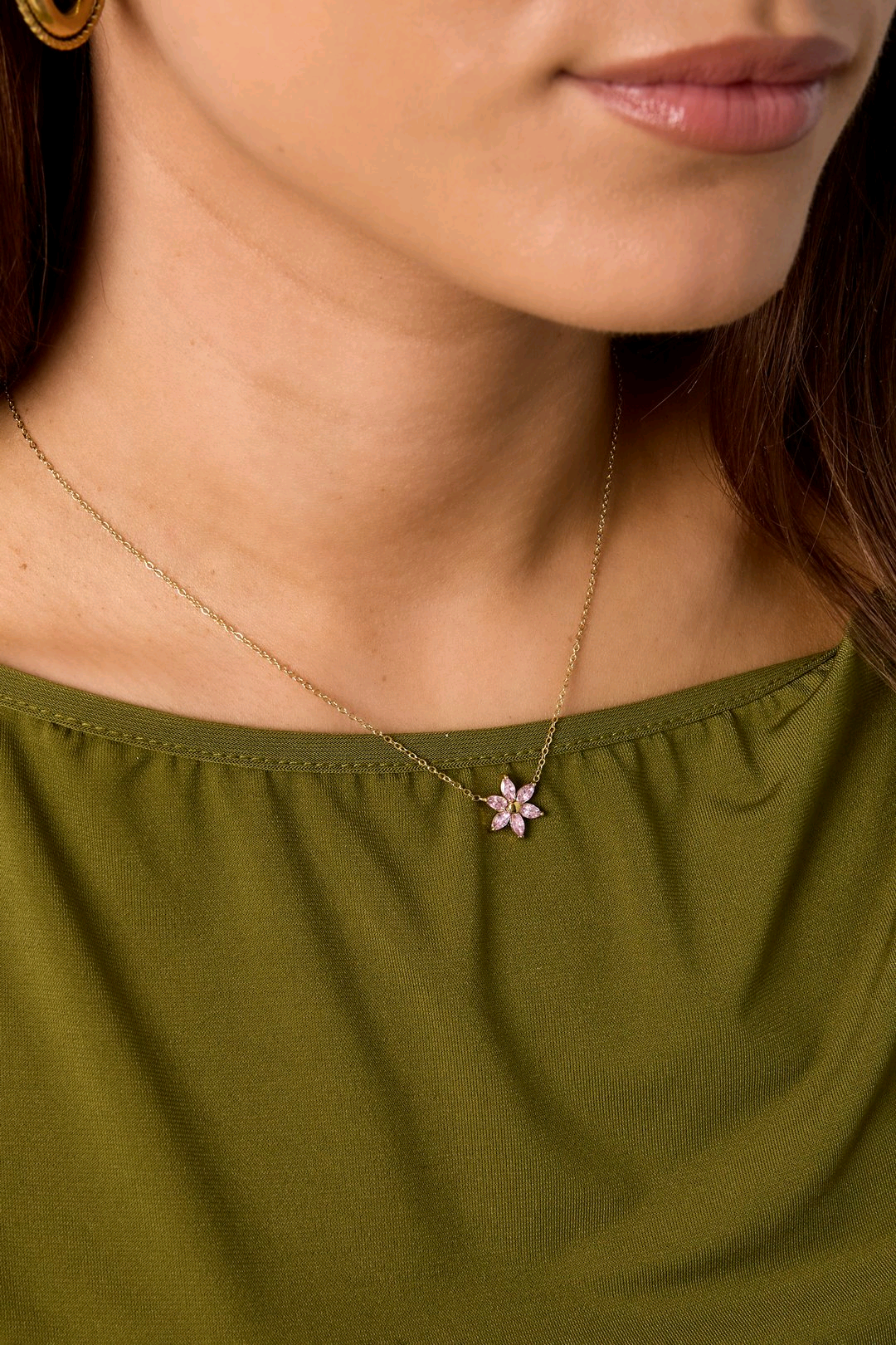 Flower sparkl chain goud