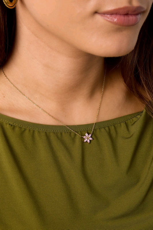 Flower sparkl chain goud