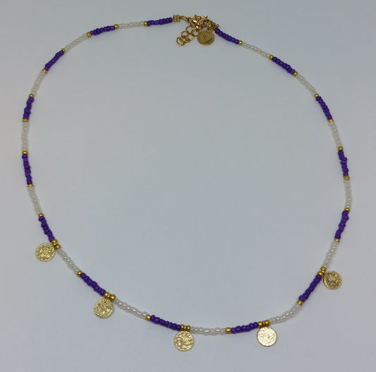 Purple coin ketting