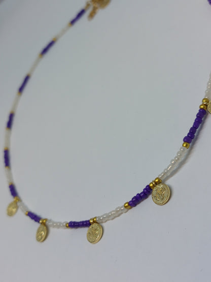 Purple coin ketting