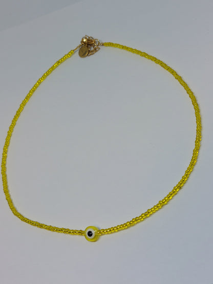 Evil eye necklace yellow