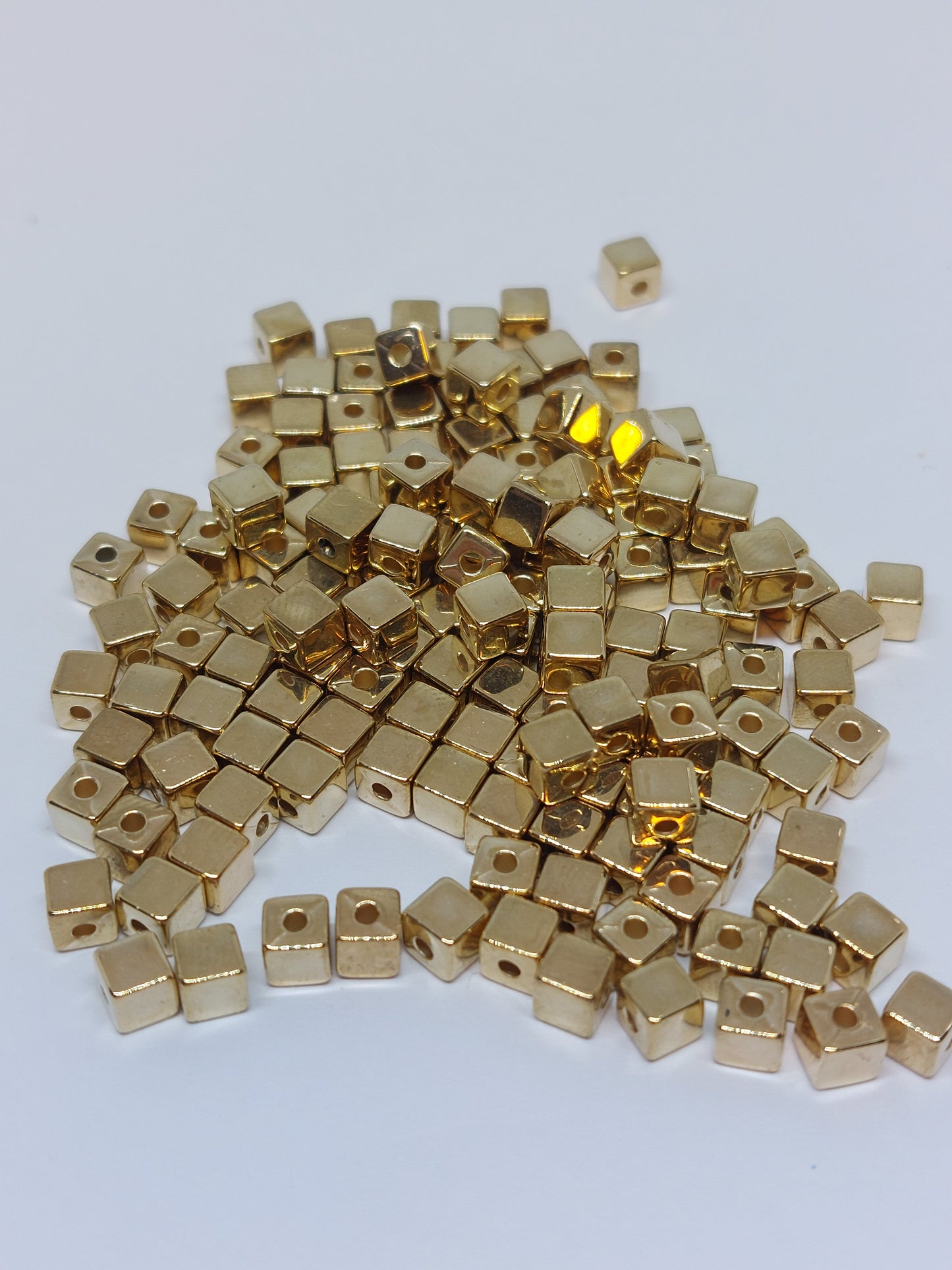 Gold block beads