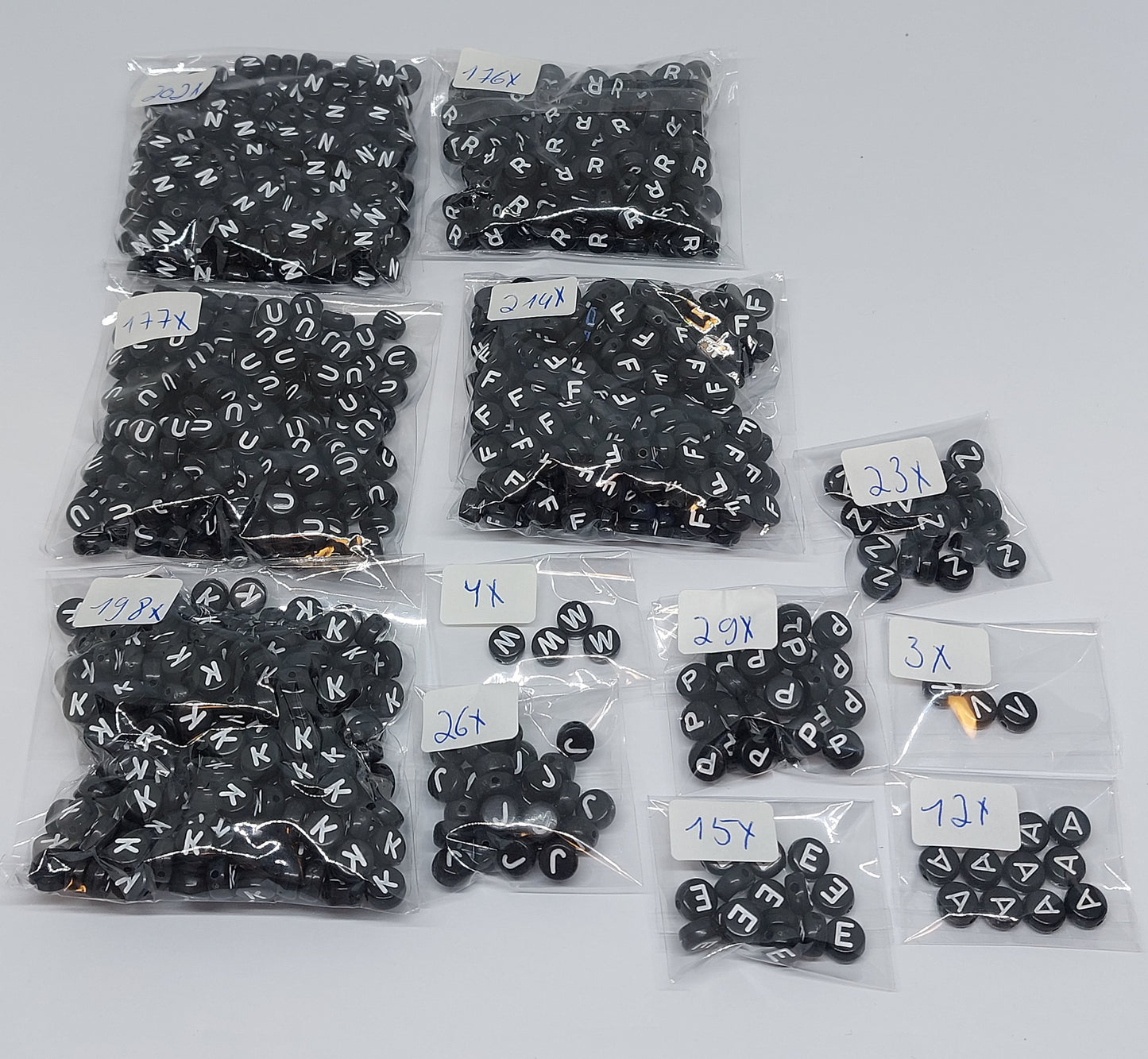 Black letter beads package