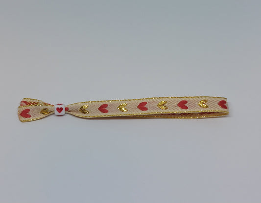 Gold/red heart ribbon strap