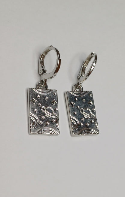 Space tag earrings