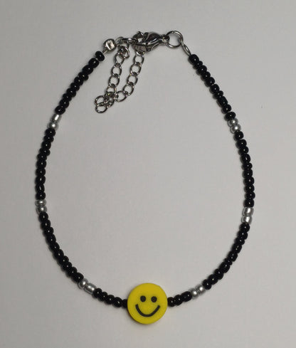 Black smiley armband