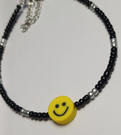 Black smiley armband