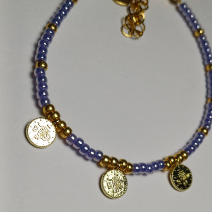 Purple coins armband