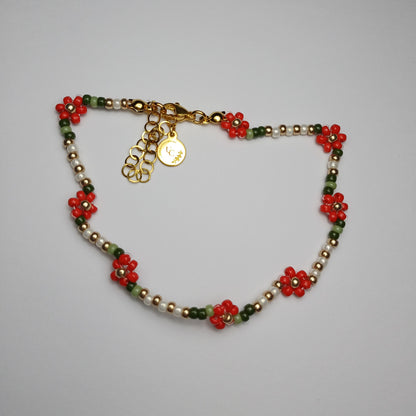 Red flower armband