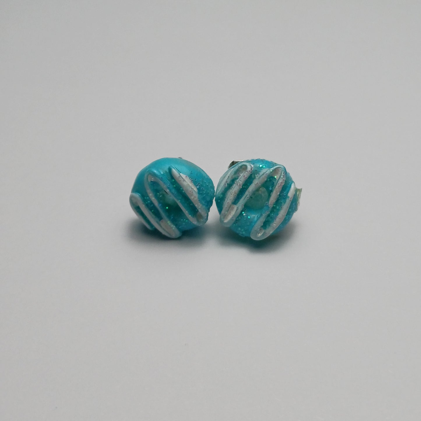 Blue donut earrings