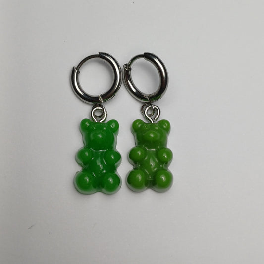 Green gummy bear earrings