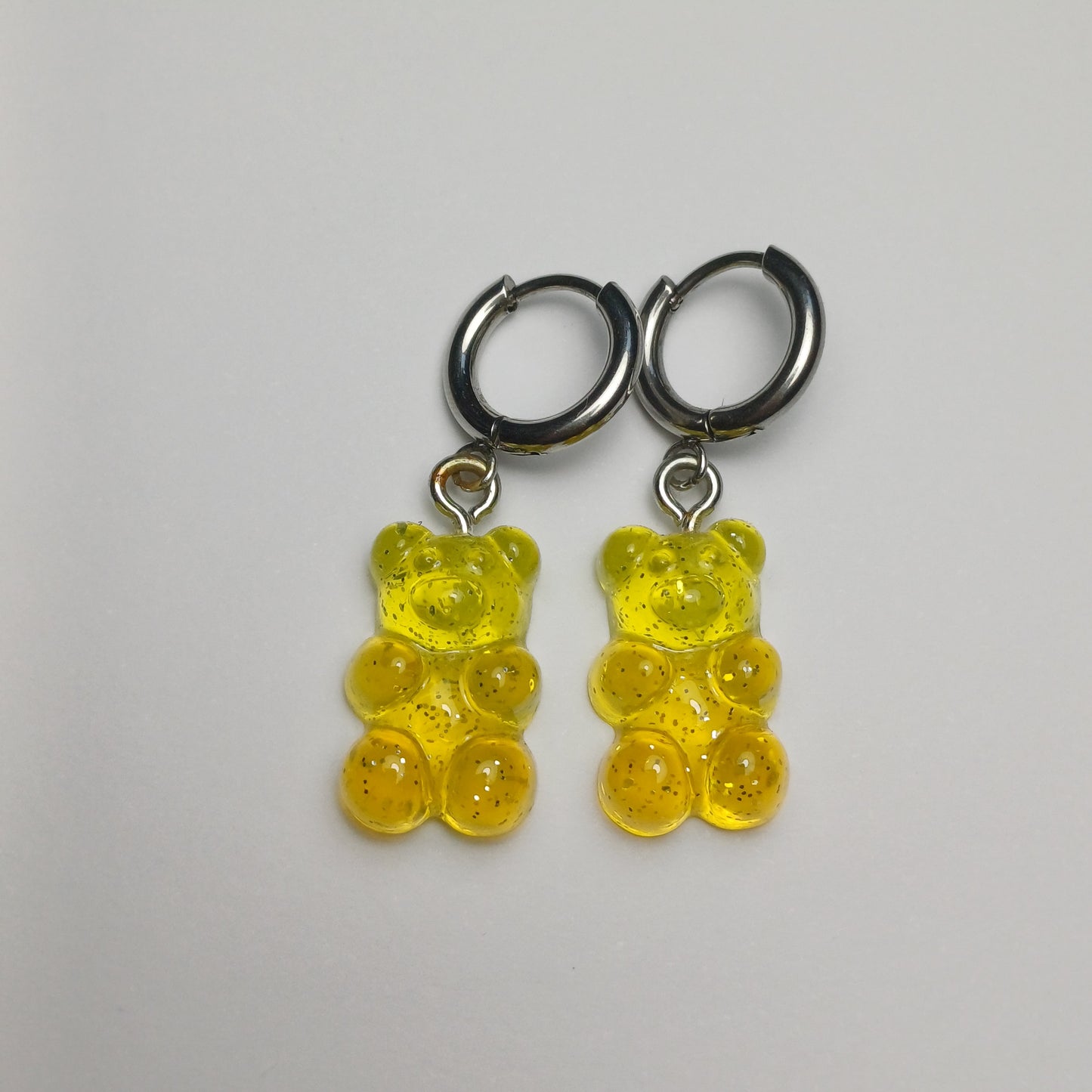 Yellow glitter gummy bear earrings