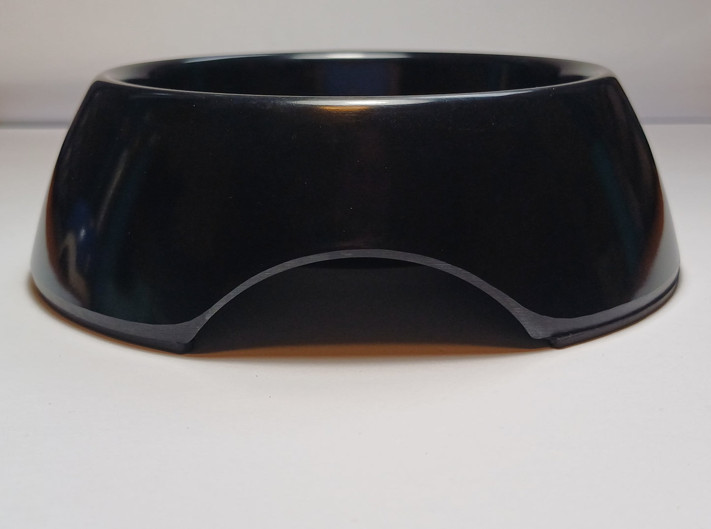 Black custom pet food bowl with print