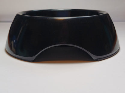 Black custom pet food bowl with print