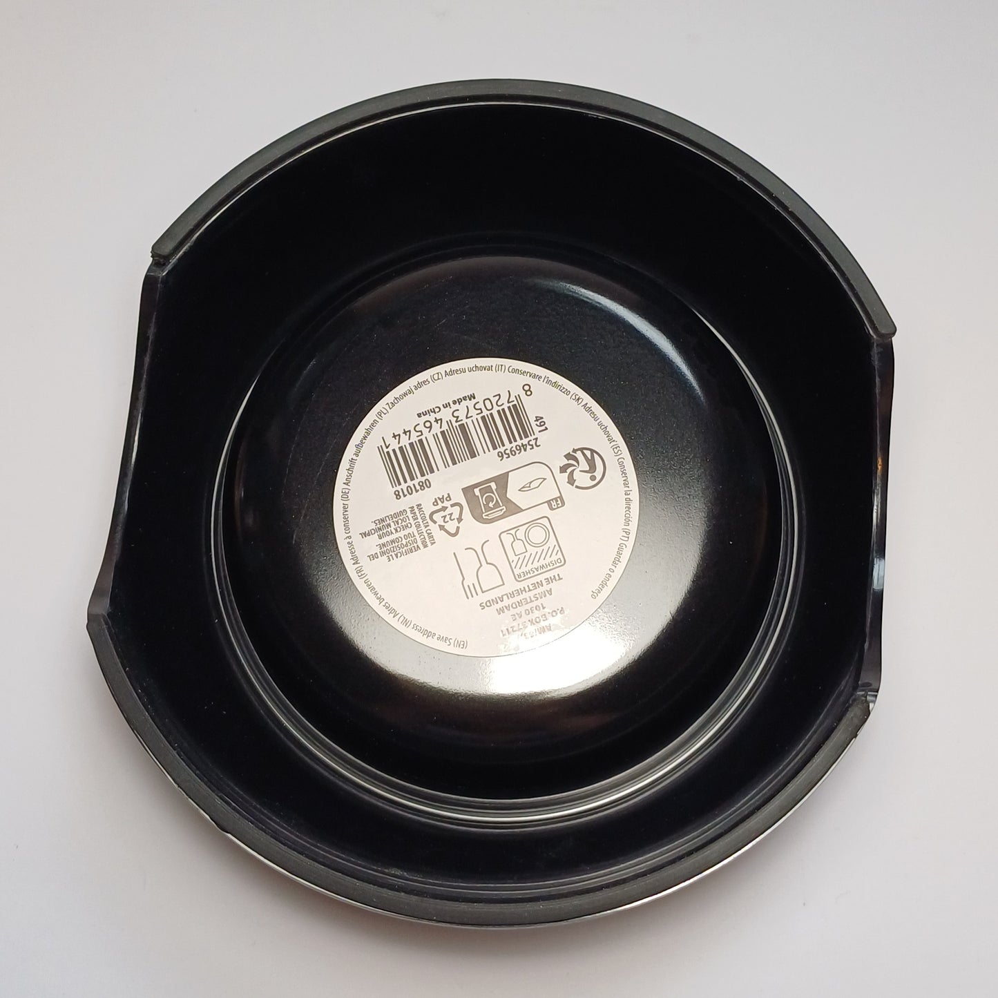 Black custom pet food bowl with print