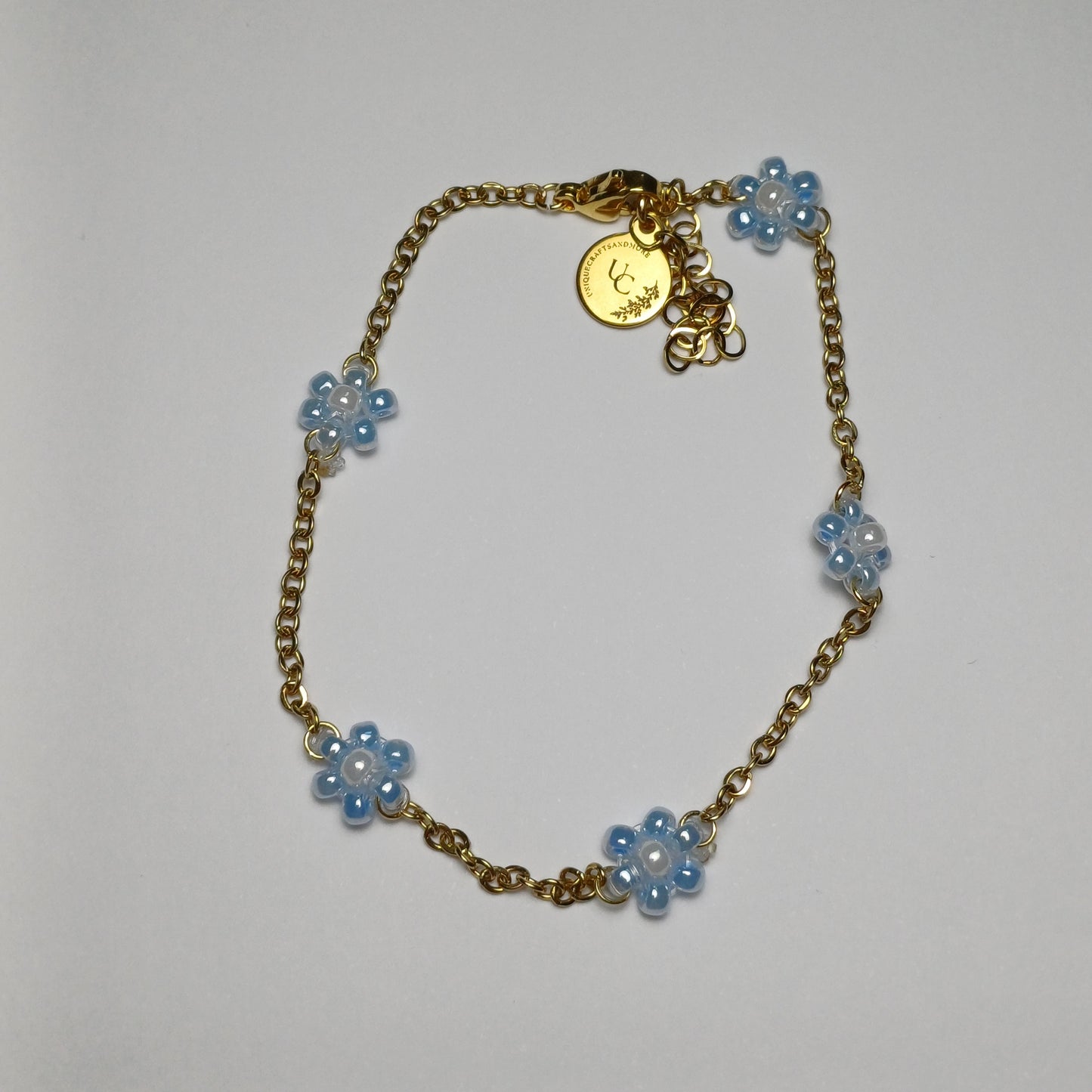 Golden flower blue bracelet