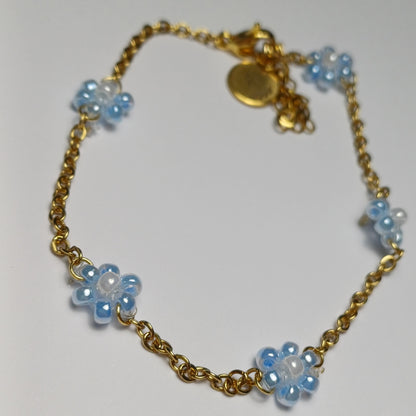 Golden flower blue bracelet