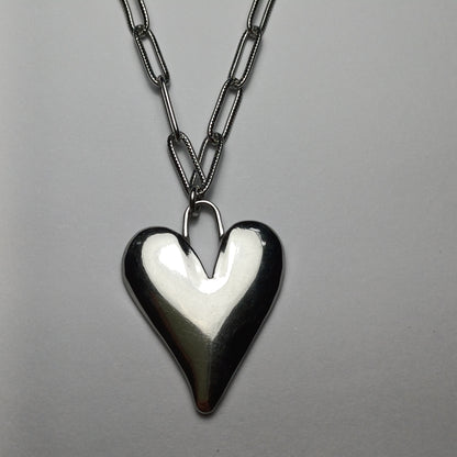 Big heart chain zilver