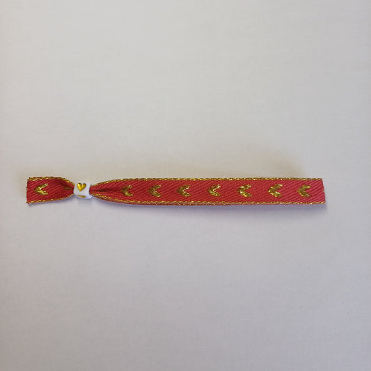 Rood/gouden hartjes lintbandje