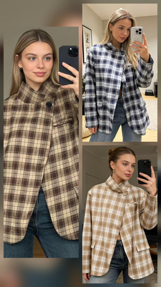 Jade Asymmetrische Ruit Blazer