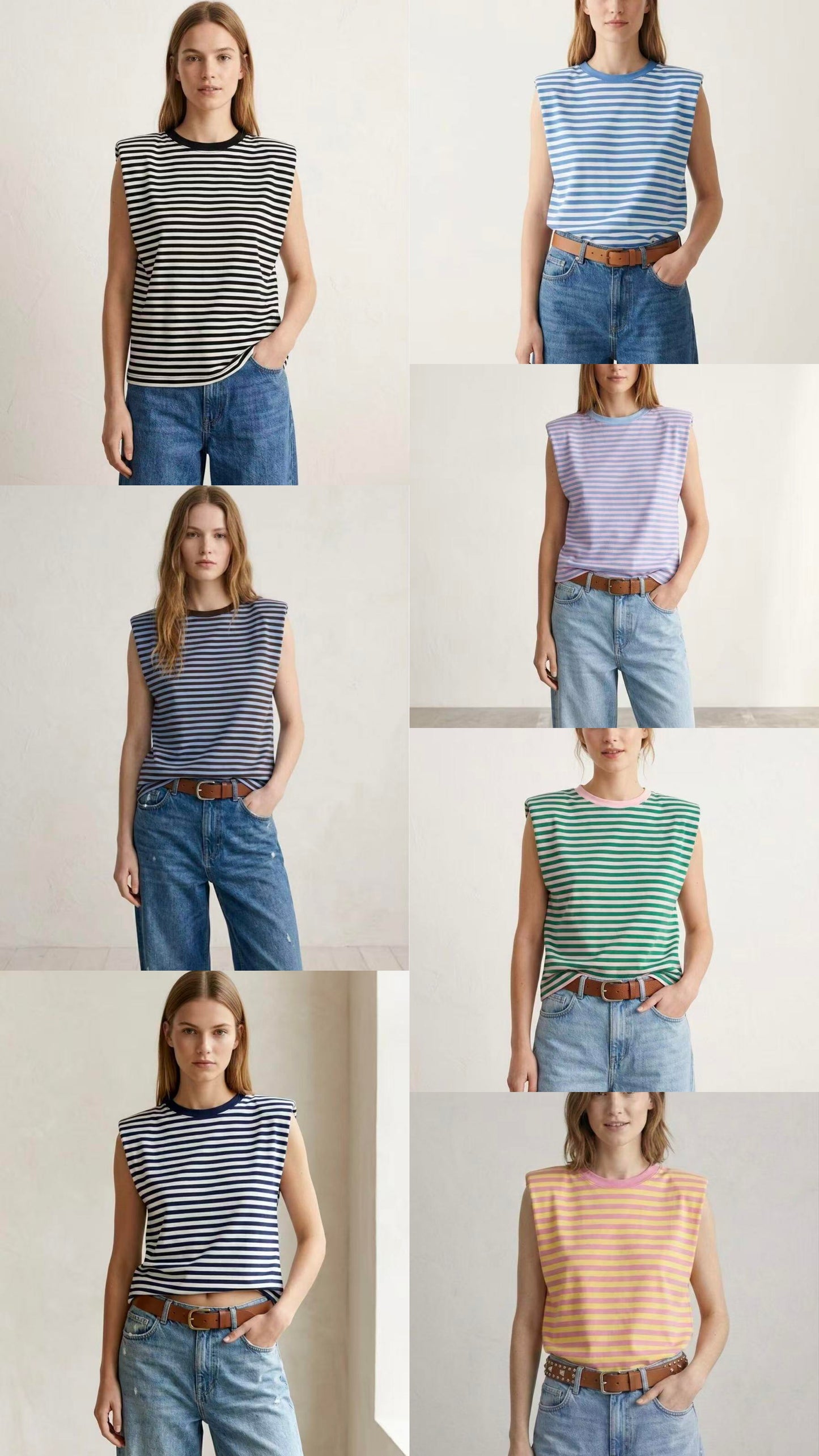 Bo gestreepte mouwloze top