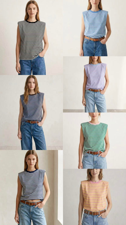 Bo gestreepte mouwloze top